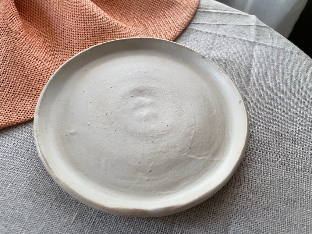 Handcrafted Ceramic Espresso Set — Cup, Dish & Textured Plate