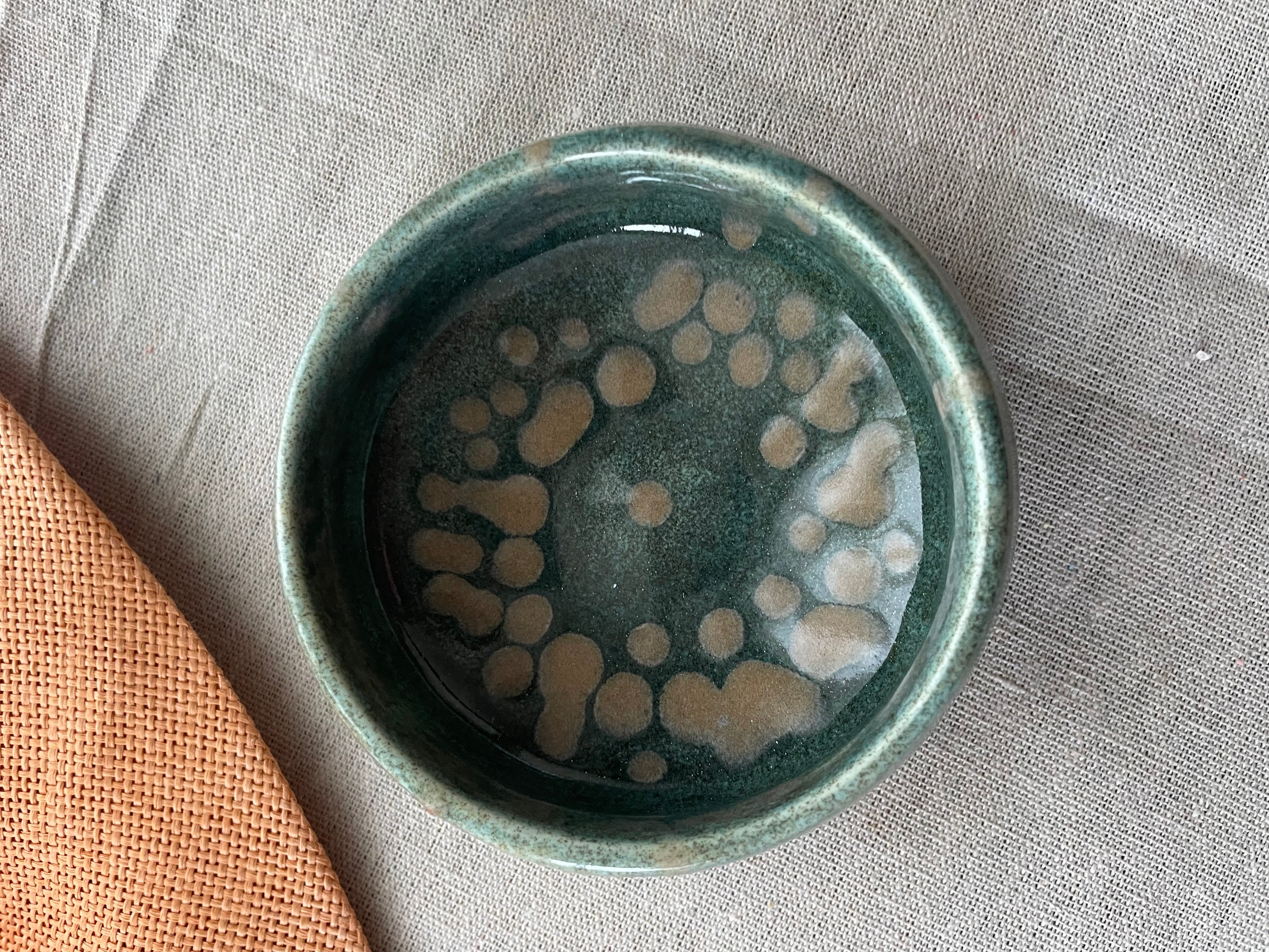 Crystalline Glaze Stoneware Bowl – Handmade Coastal Green Ceramic