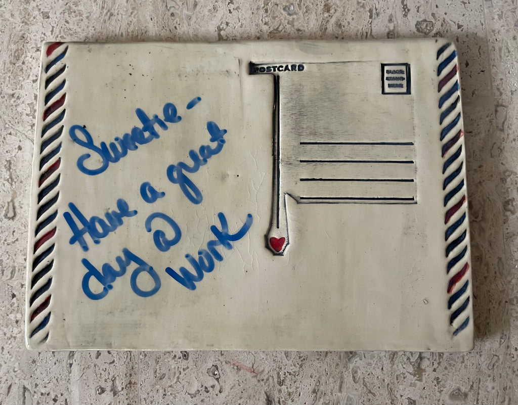 Handmade Ceramic Postcard Magnetic Message Board – Stoneware Fridge Memo Board