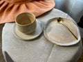 Handcrafted Ceramic Espresso Set — Cup, Dish & Textured Plate