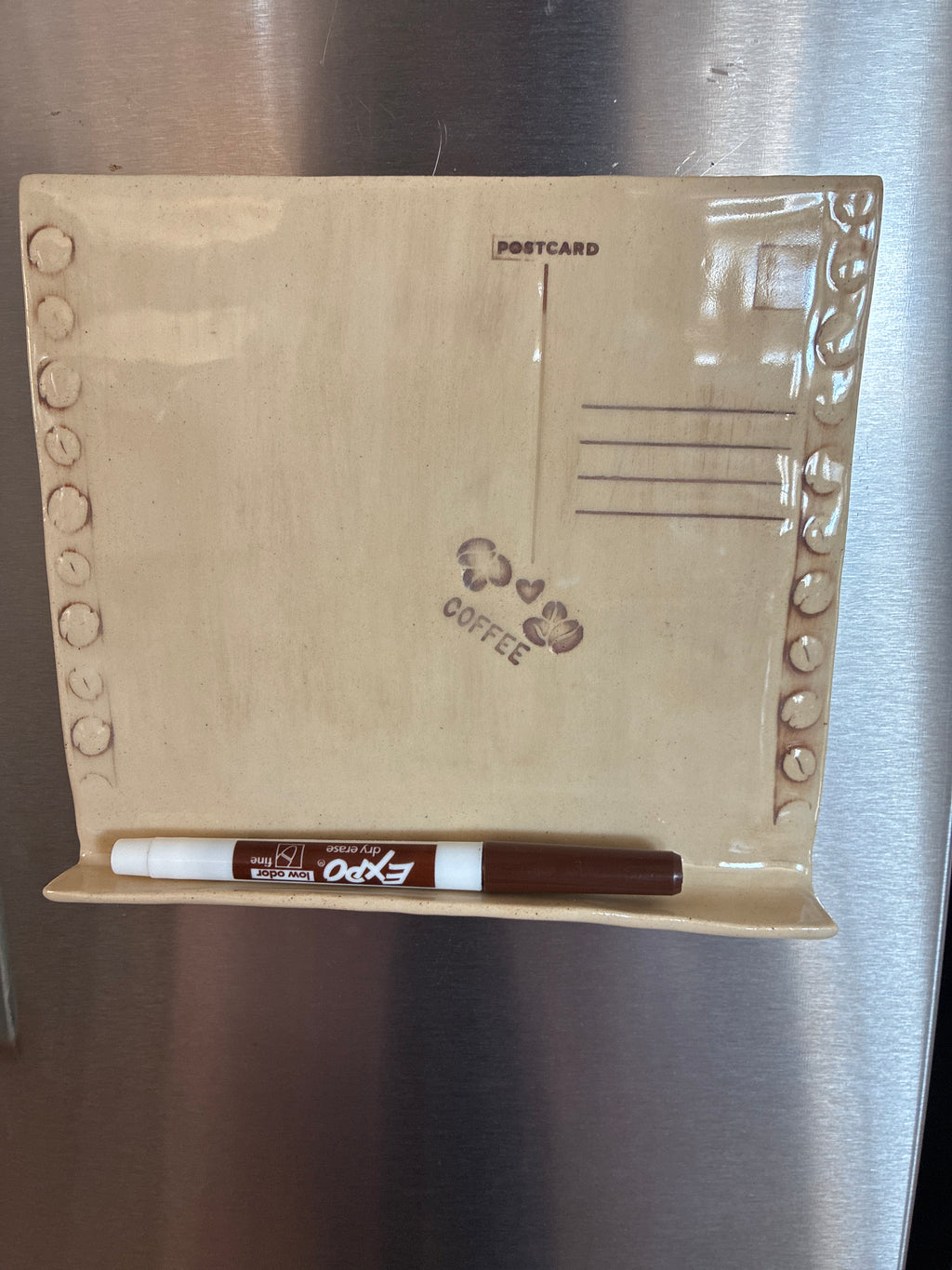 Caffè Postcard Whiteboard | Handmade Ceramic Fridge Memo Board Pen Holder | DMV & Co. Postcard Series