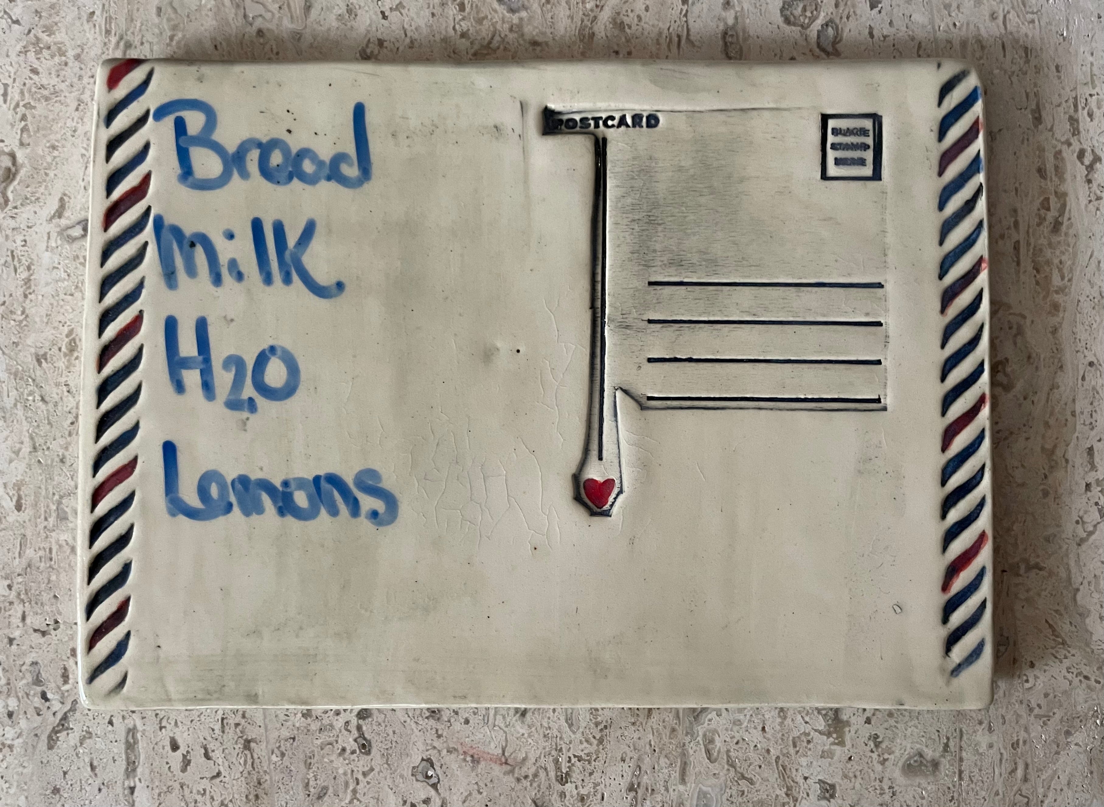 Handmade Ceramic Postcard Magnetic Message Board – Stoneware Fridge Memo Board