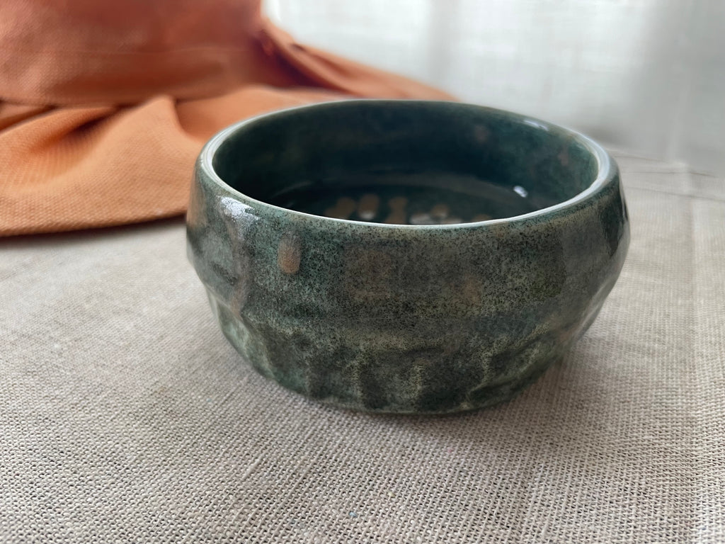 Crystalline Glaze Stoneware Bowl – Handmade Coastal Green Ceramic
