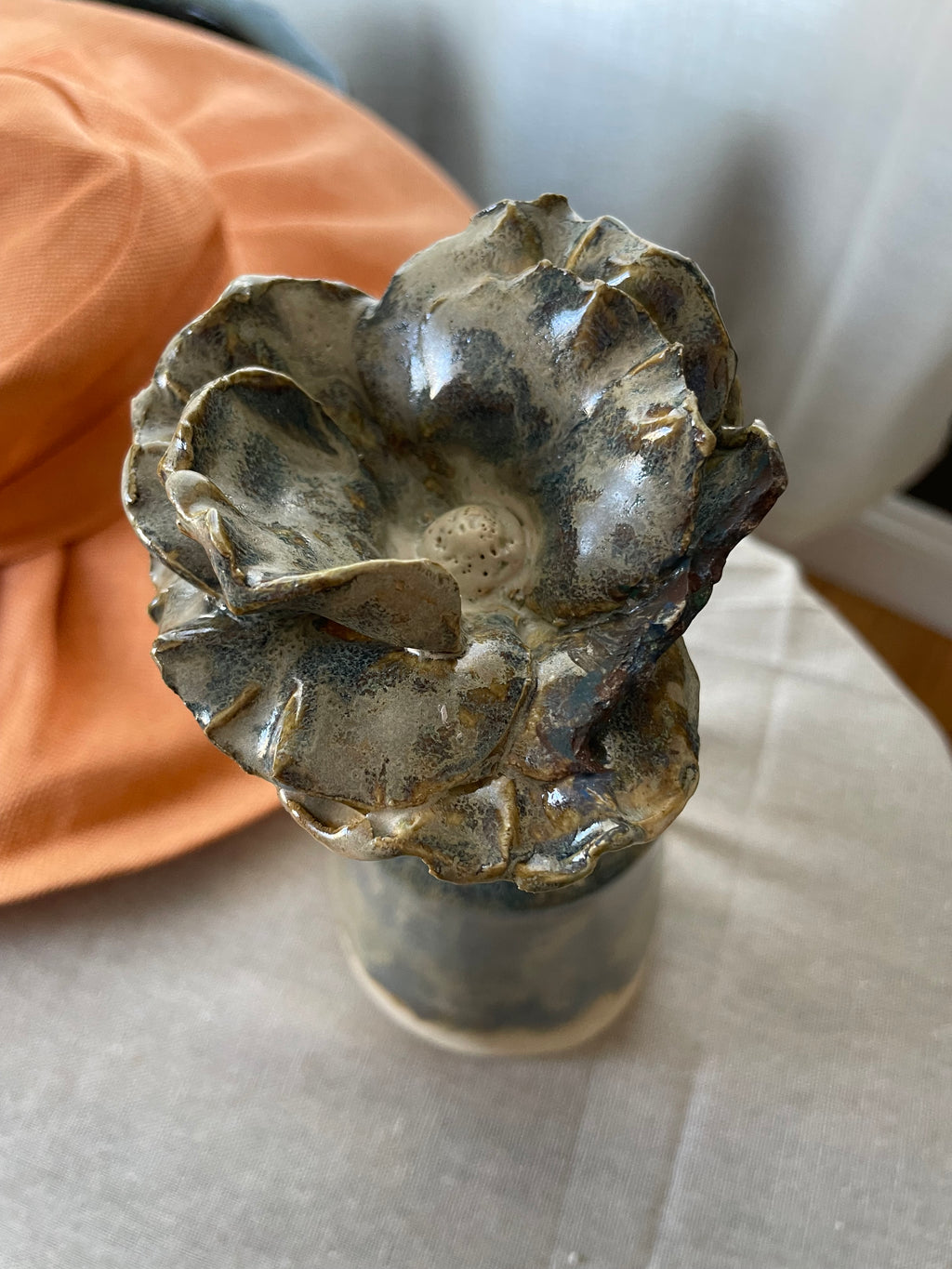 Sculptural Ceramic Flower Bottle | One-of-a-Kind Stoneware Vase