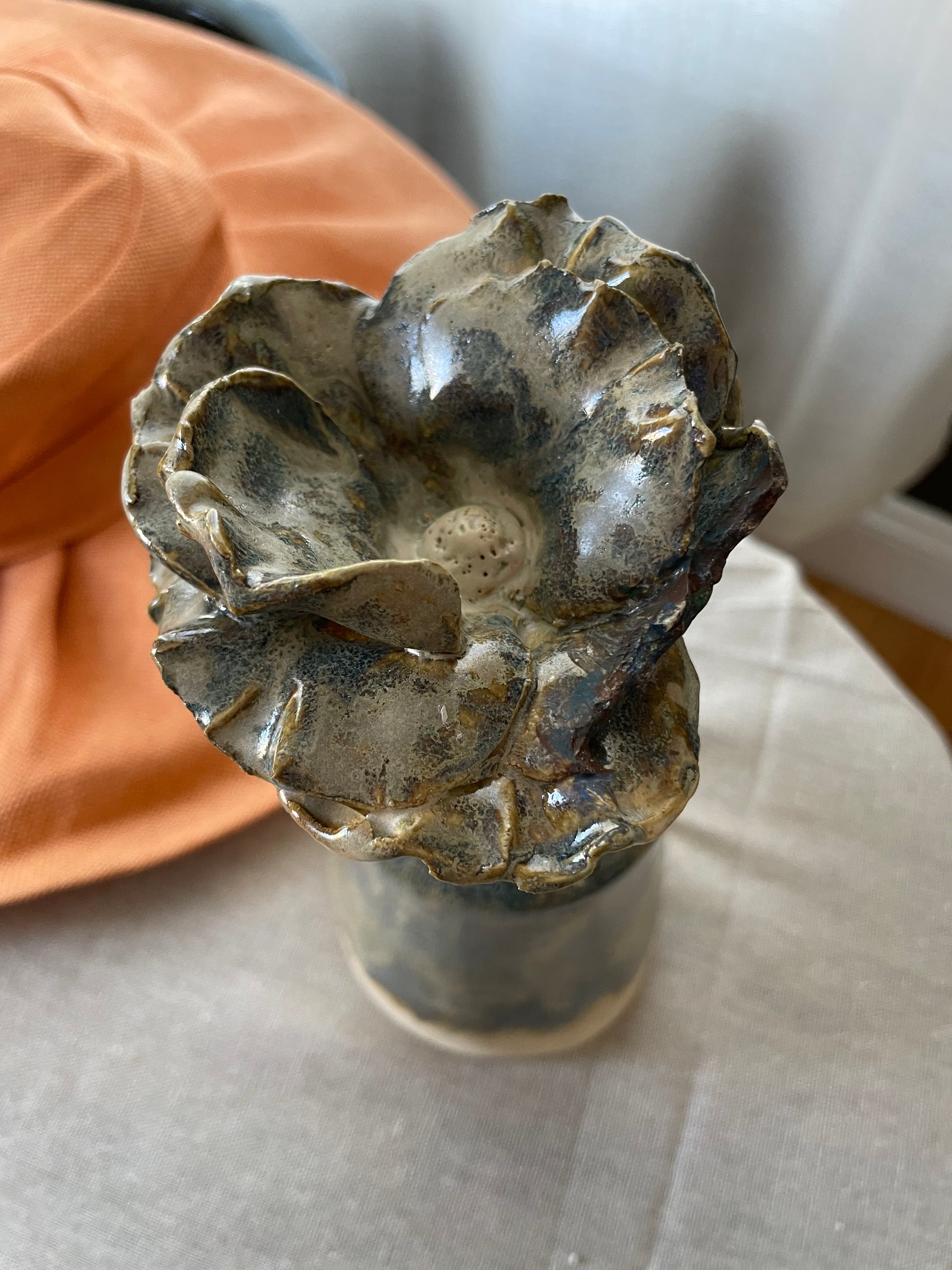 Sculptural Ceramic Flower Bottle | One-of-a-Kind Stoneware Vase
