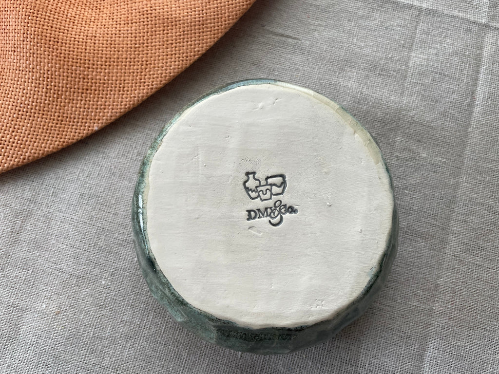 Crystalline Glaze Stoneware Bowl – Handmade Coastal Green Ceramic