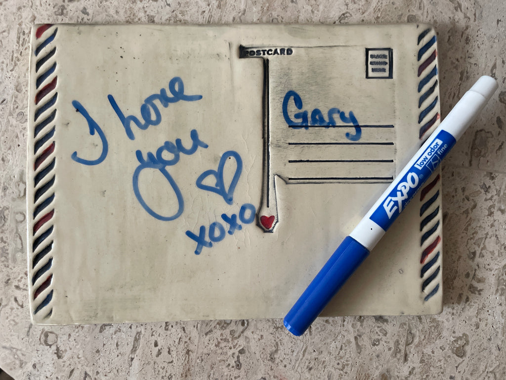 Handmade Ceramic Postcard Magnetic Message Board – Stoneware Fridge Memo Board
