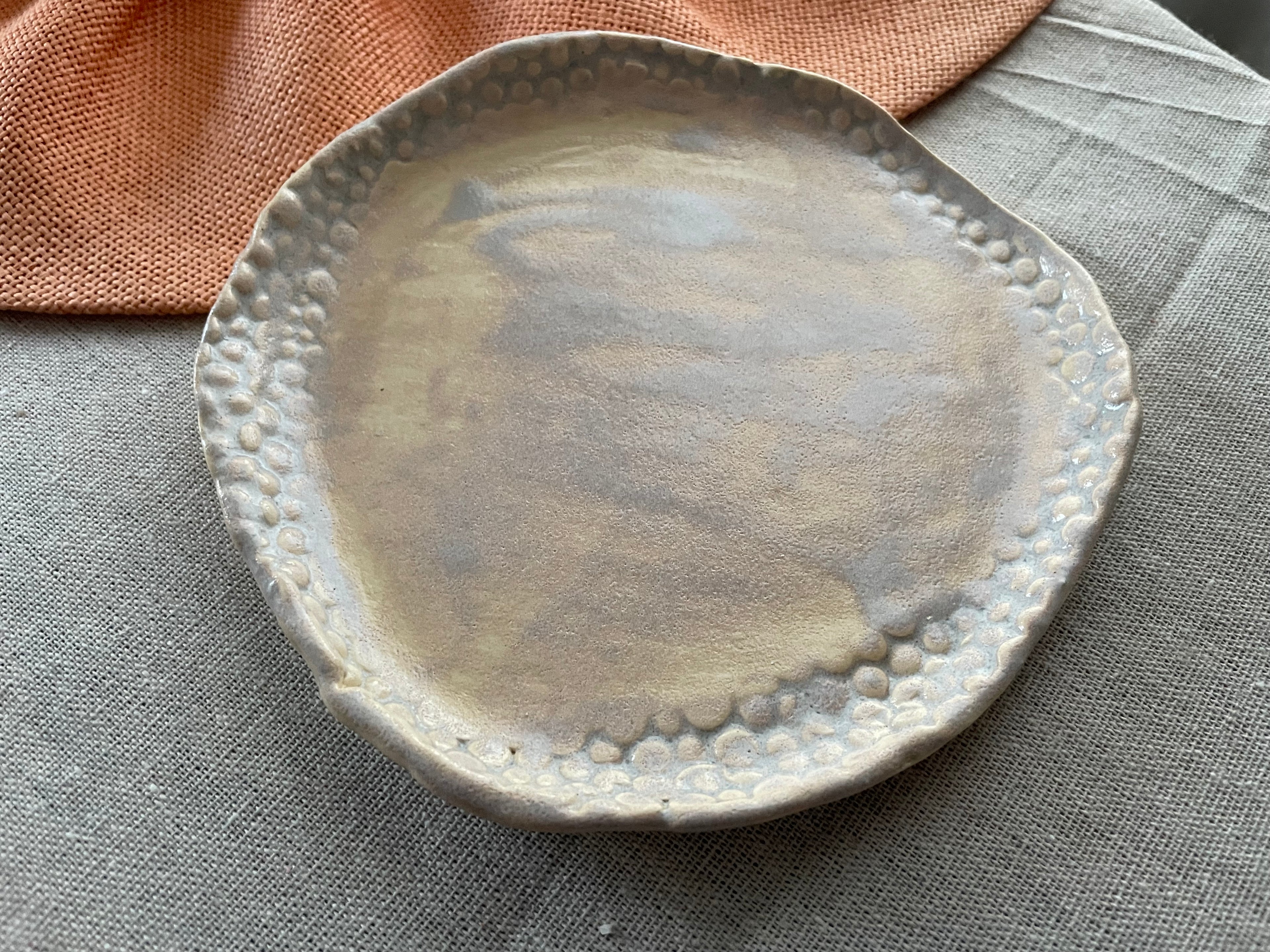 Handcrafted Ceramic Espresso Set — Cup, Dish & Textured Plate