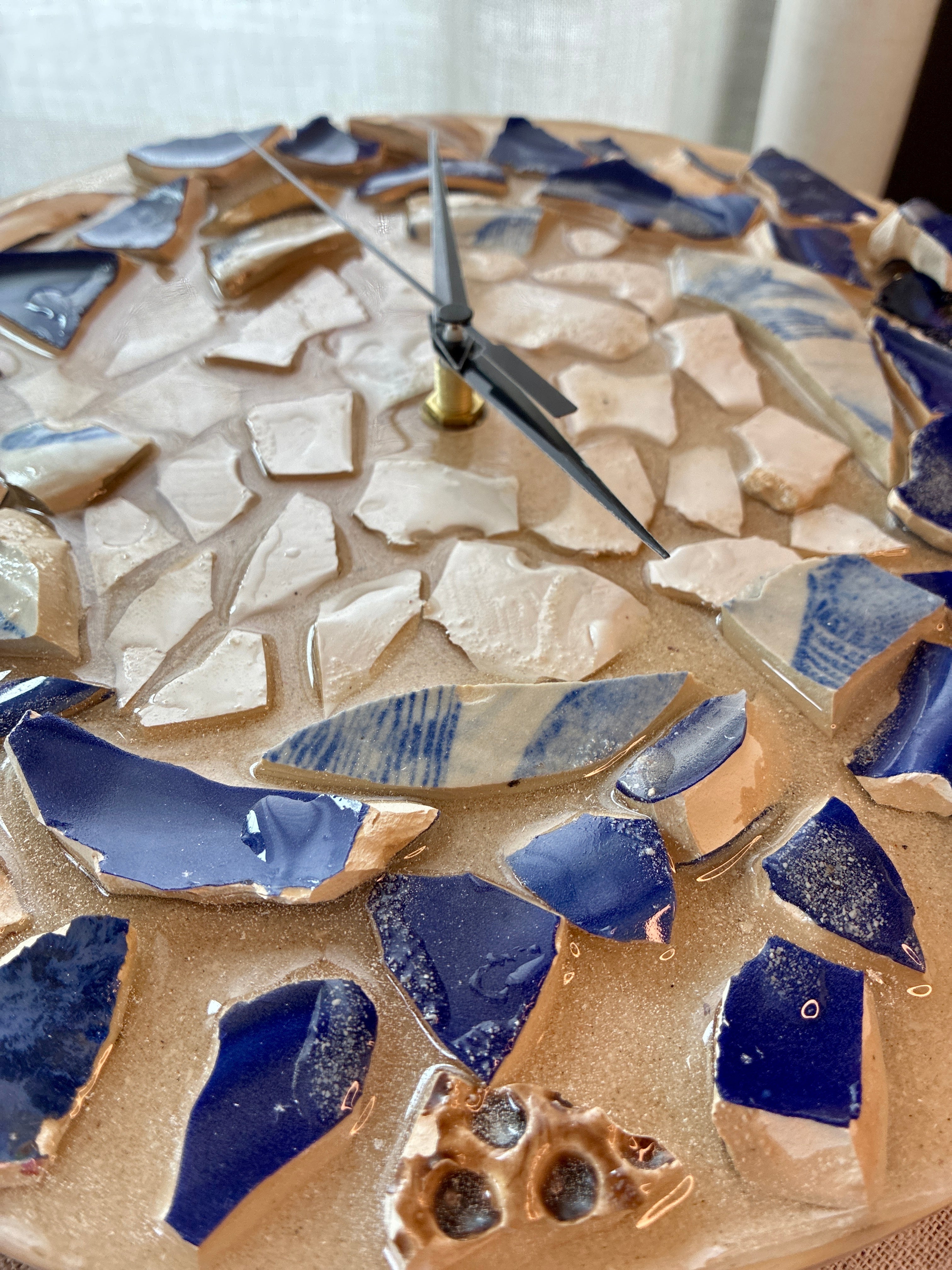 Driftline Mosaic Clock – Coastal Ceramic Wall Art