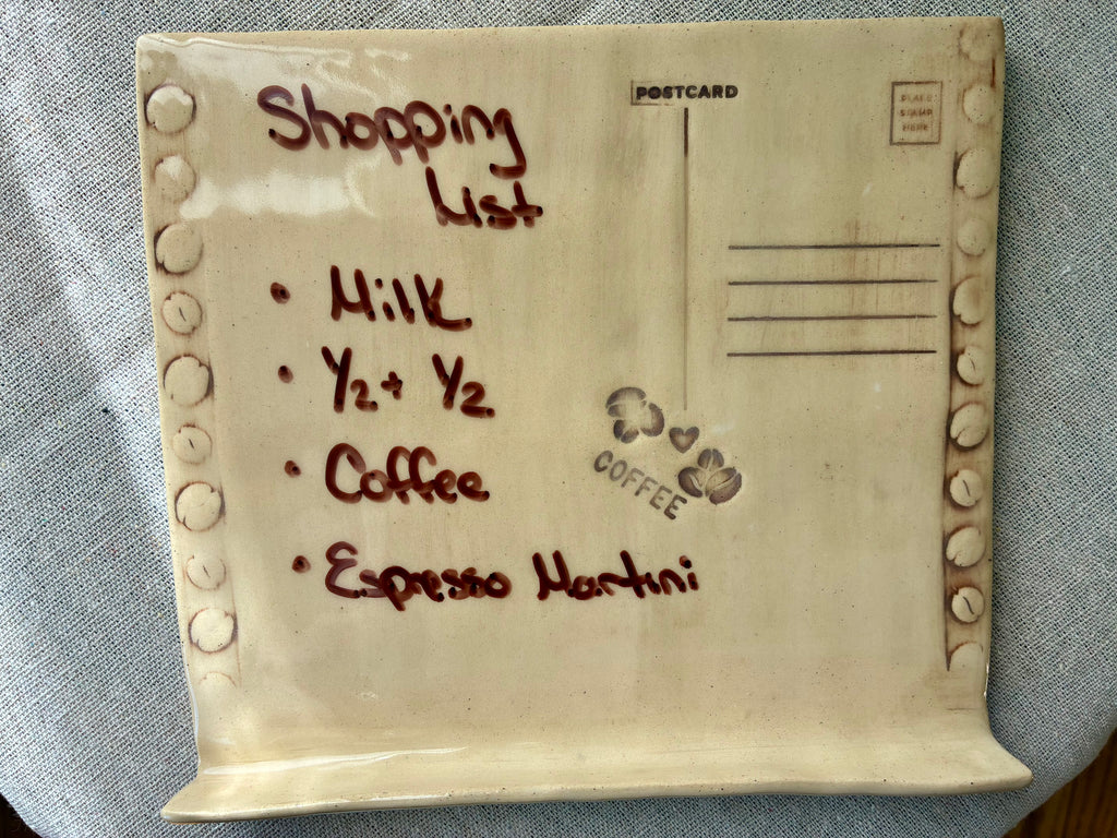 Caffè Postcard Whiteboard | Handmade Ceramic Fridge Memo Board Pen Holder | DMV & Co. Postcard Series