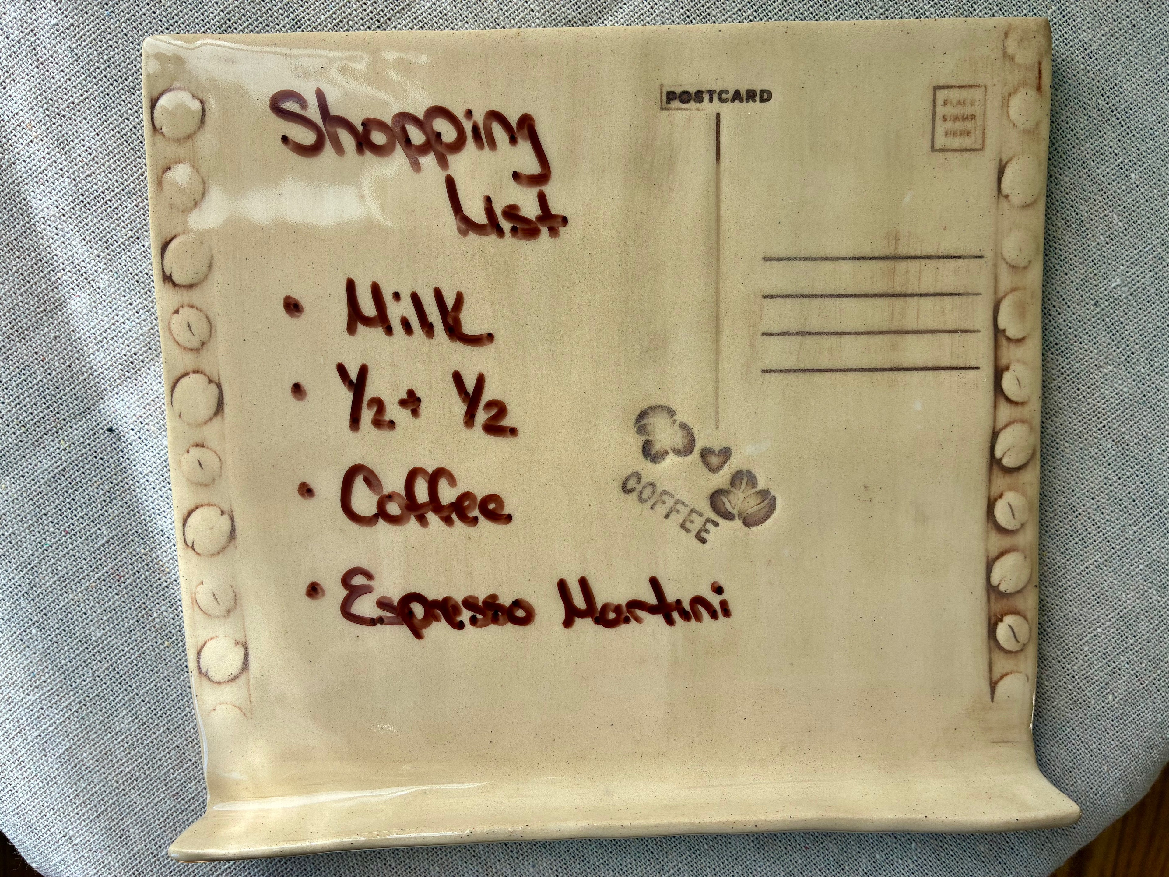 Caffè Postcard Whiteboard | Handmade Ceramic Fridge Memo Board Pen Holder | DMV & Co. Postcard Series