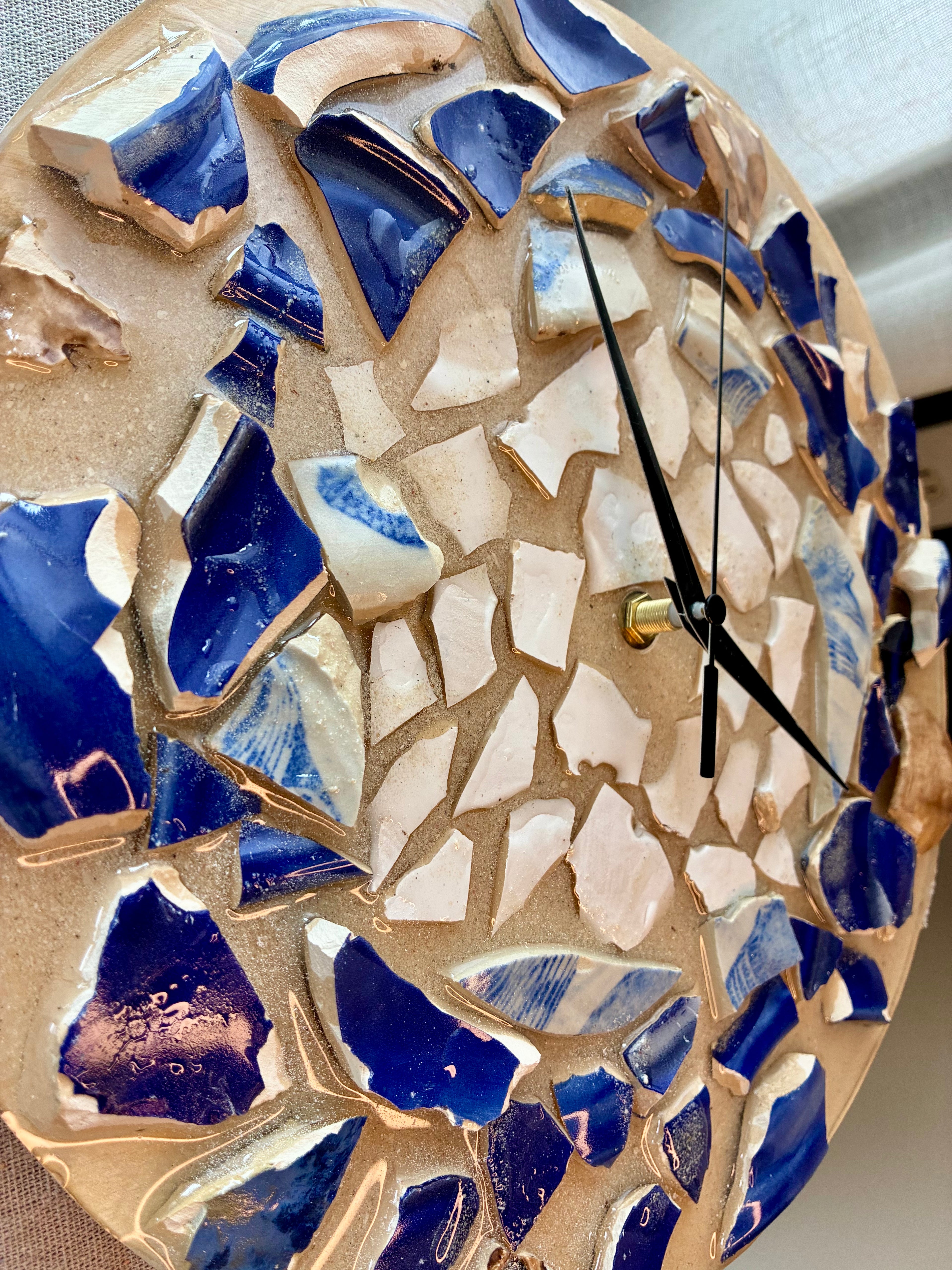 Driftline Mosaic Clock – Coastal Ceramic Wall Art