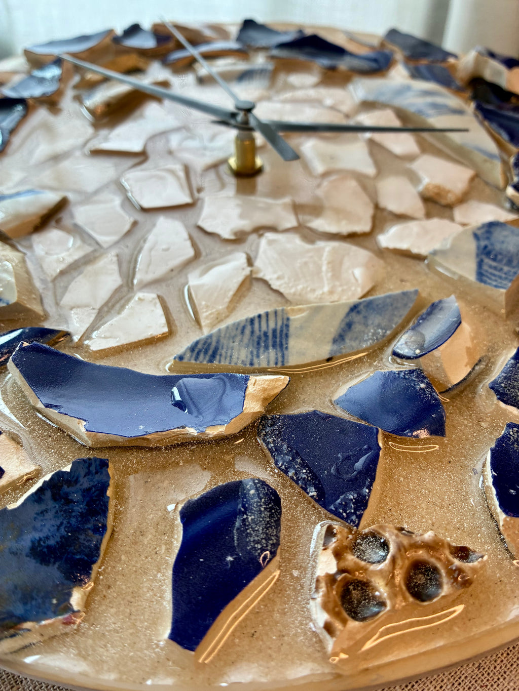 Driftline Mosaic Clock – Coastal Ceramic Wall Art