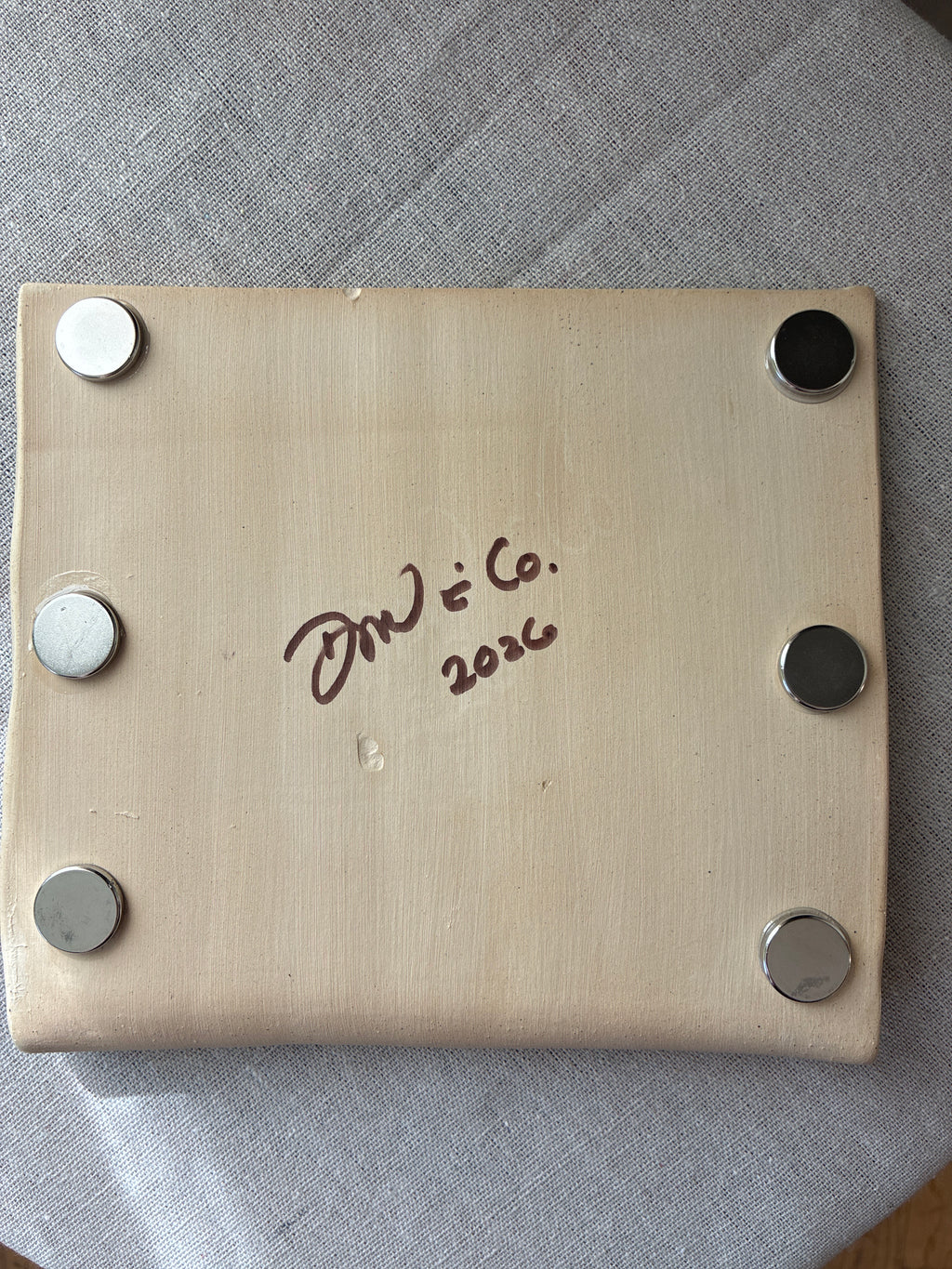 Caffè Postcard Whiteboard | Handmade Ceramic Fridge Memo Board Pen Holder | DMV & Co. Postcard Series