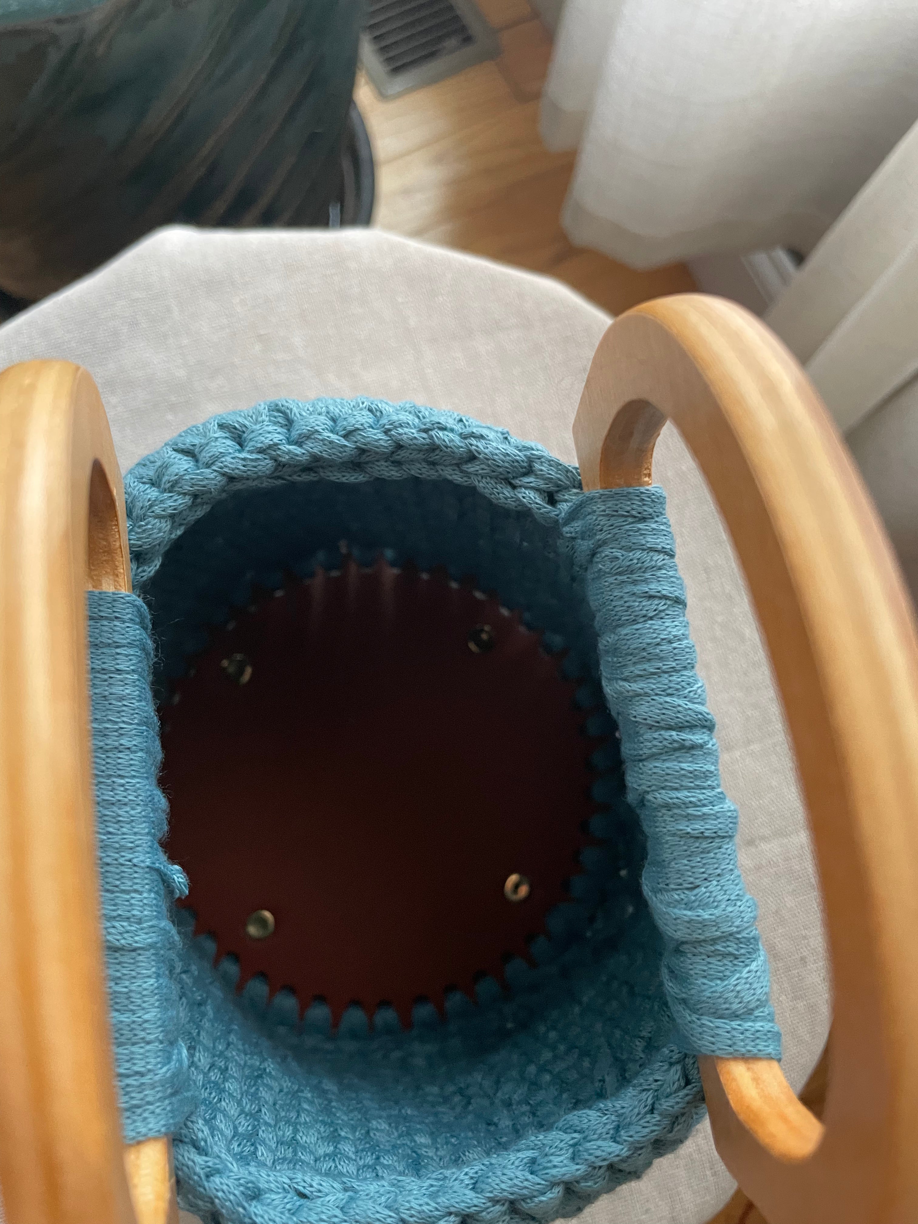 Mari’s | Handcrafted Coastal Knit Bucket Bag with Wood Handles