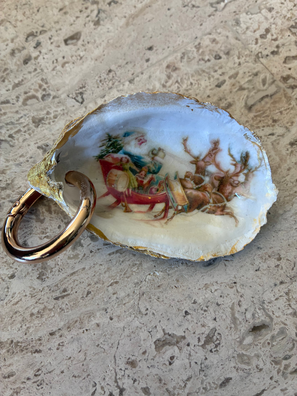 Gilded Oyster Shell Keychains | The Little Treasures Collection