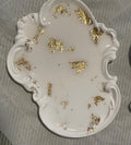 White with gold inlay gypsum trinket tray Organizer Ring Holder Elegant Gift for Her