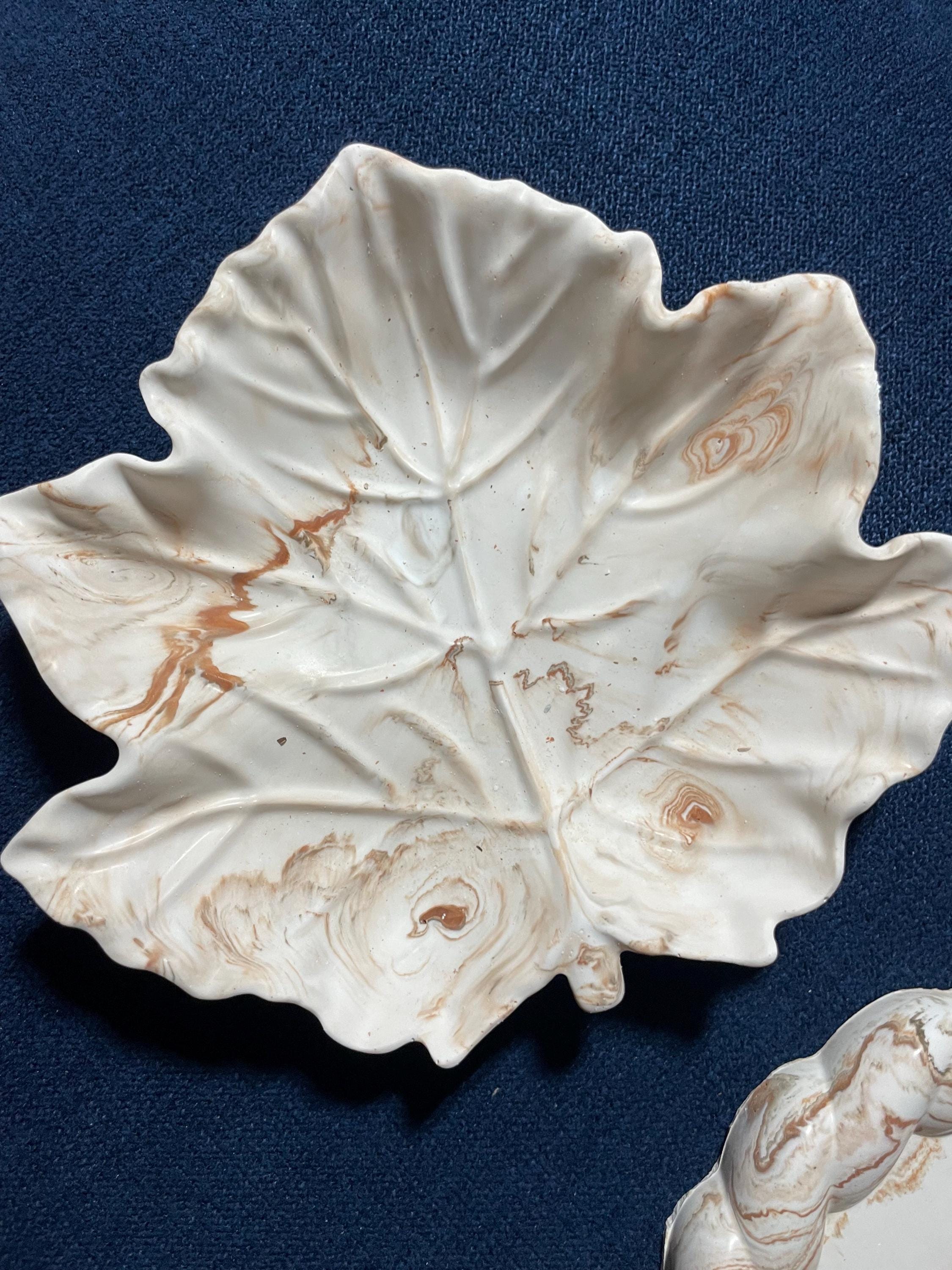 Handcrafted gypsum leaf White Minimalist Wall Art Table Accent Modern Nature inspired Gift