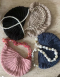 Crochet Shell bag with jeweled handles from Venire Italy One of a kind Special Gift