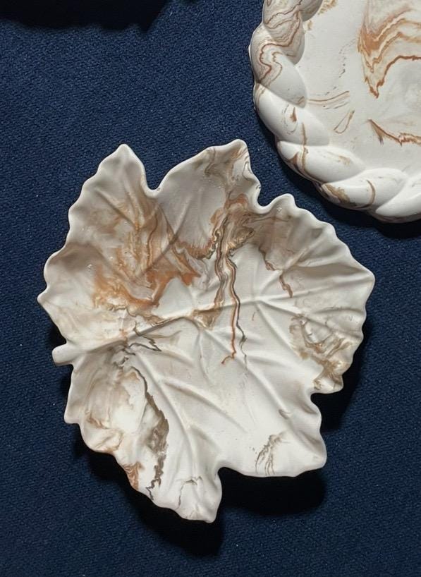 Handcrafted gypsum leaf White Minimalist Wall Art Table Accent Modern Nature inspired Gift