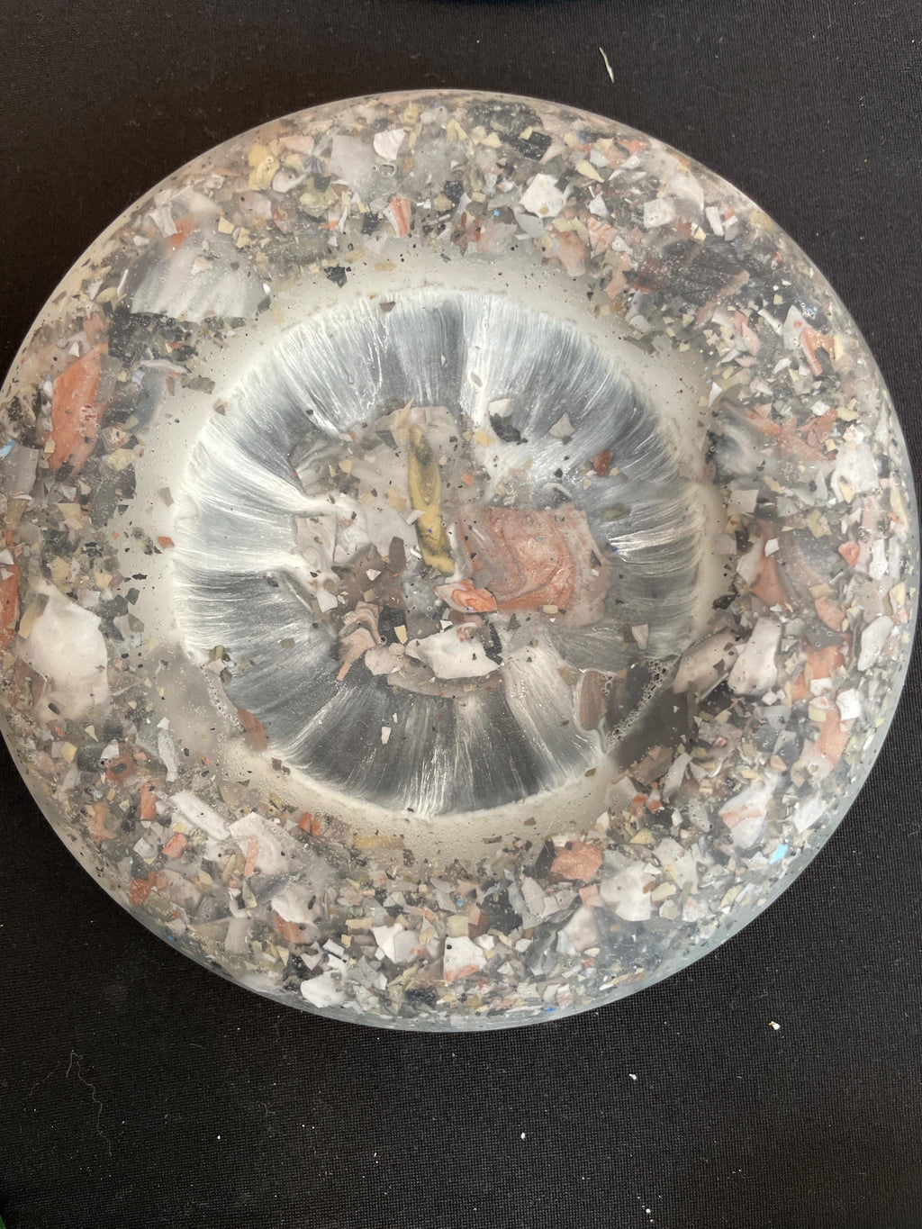 Gypsum handcrafted circular bowl, 6” Small Round Trinket Tray Minimalist Handmade White Catchall Dish