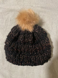 Knit Pom Pom hat small adult, child Striped Beanie for Women & Girls