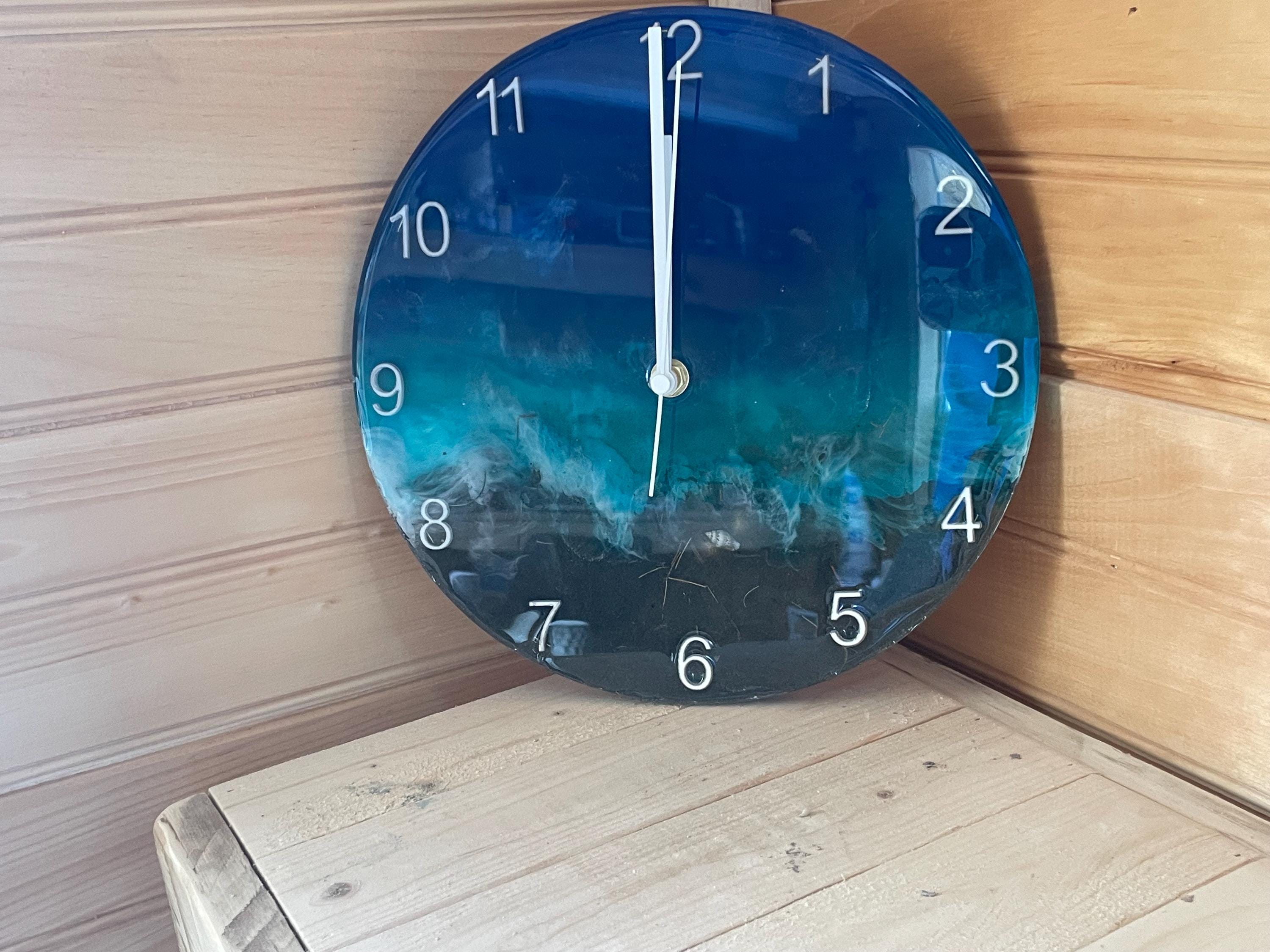 Ocean Inspired **10- resin clock** combines art and functionality Handmade with Quartz Movement