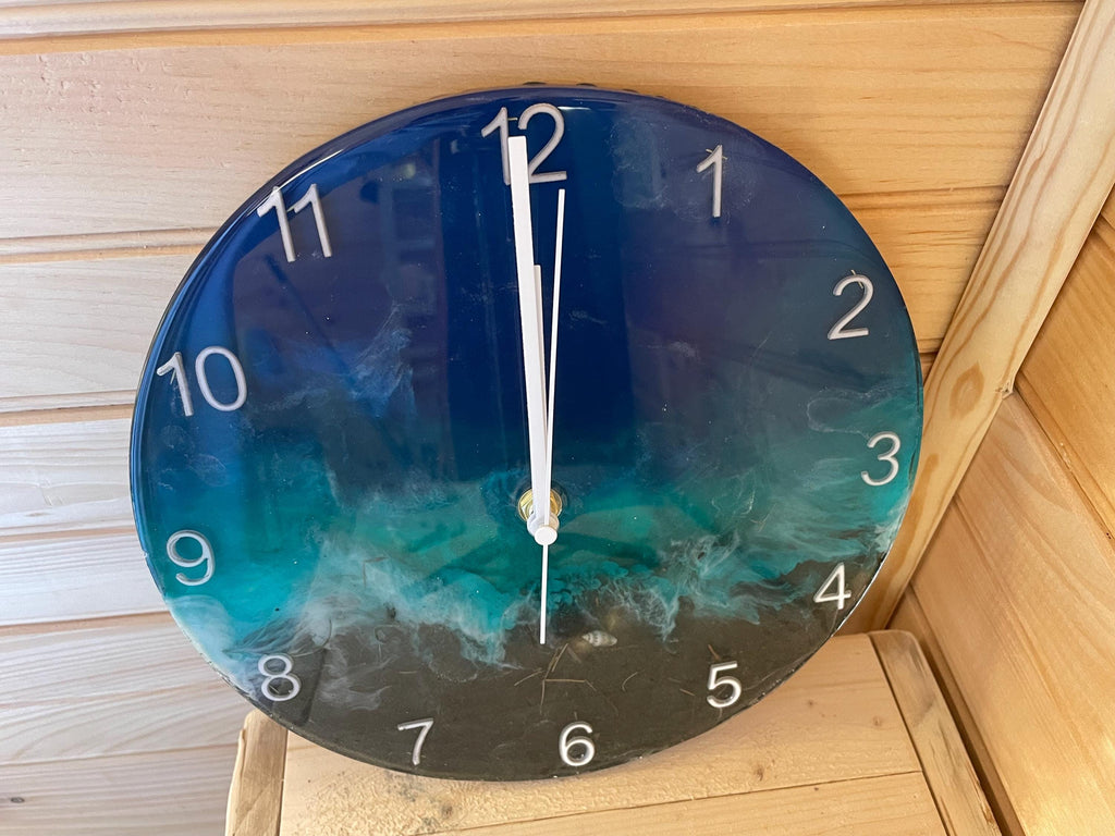 Ocean Inspired **10- resin clock** combines art and functionality Handmade with Quartz Movement