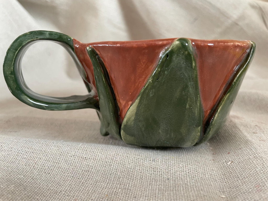 Hand-Painted Floral Stoneware Mug, Unique Ceramic Coffee Cup, 12 oz  Botanical Breakfast Cup