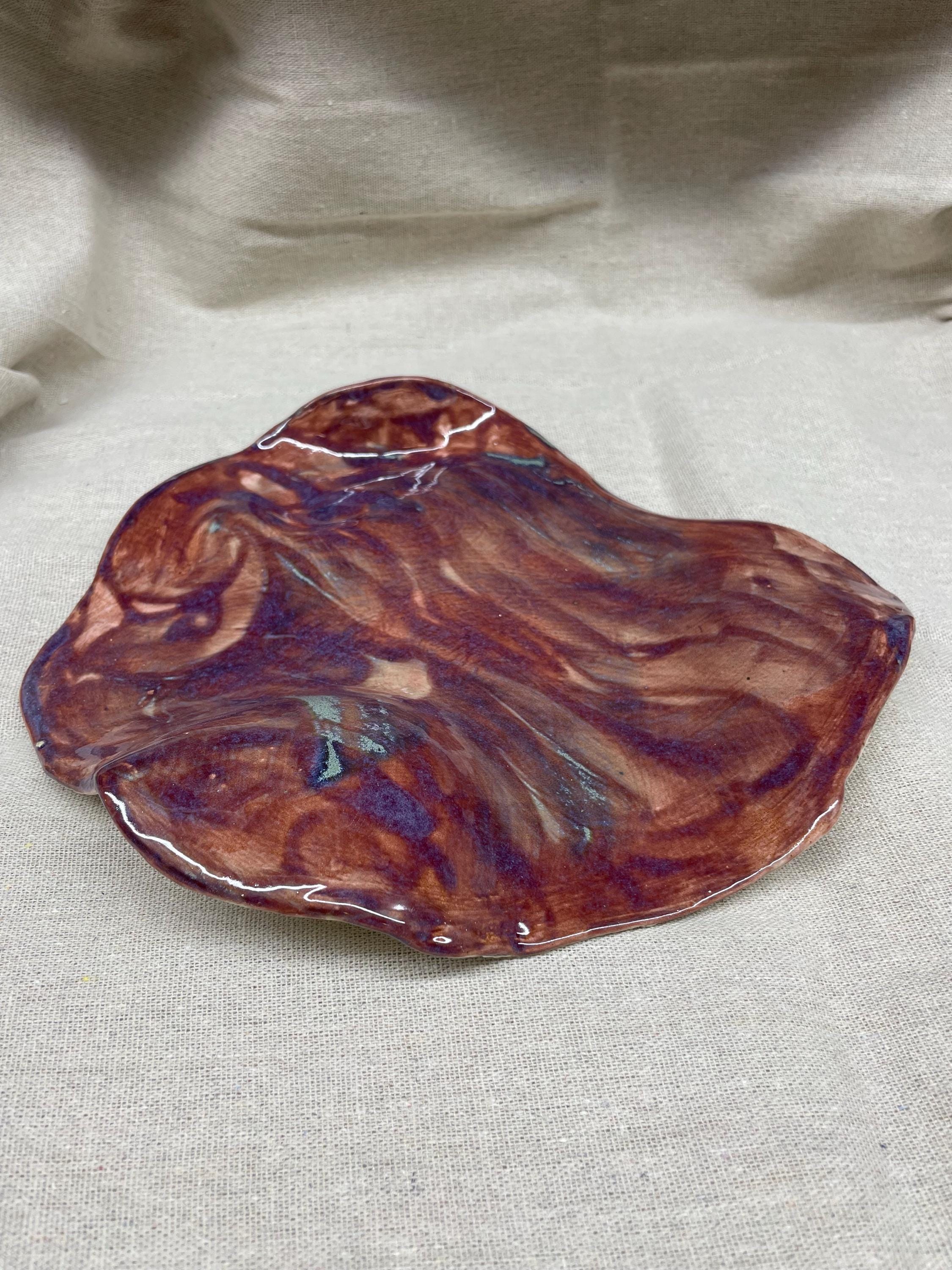 Ceramic Platter 9x9  Appetizer Tray Kitchen Gift Stoneware Party Dish  Handmade Square Cheese Board