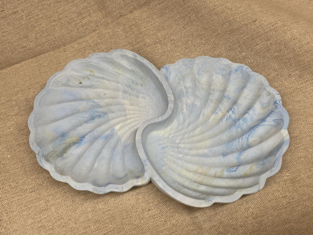 Ceramic Sea Shell Dish Handmade Gypsum Beach House Decor: Coastal Jewelry Tray, Trinket Bowl