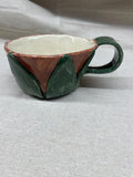 Handmade Ceramic Mug, Floral Bee Surprise, Nature Inspired