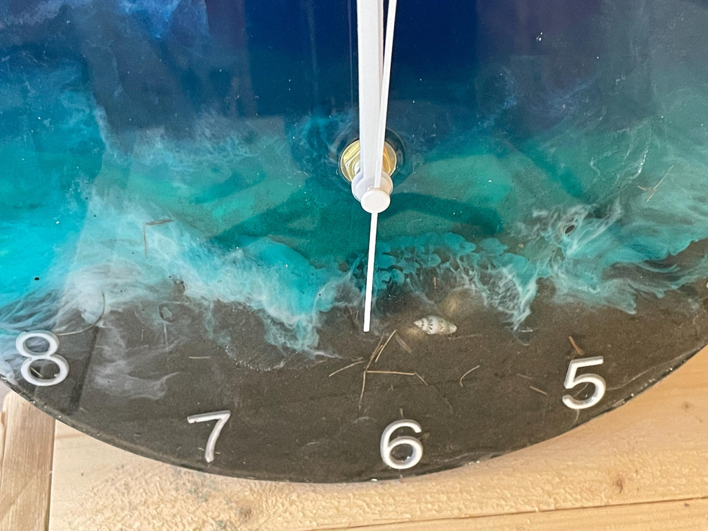 Ocean Inspired **10- resin clock** combines art and functionality Handmade with Quartz Movement