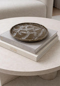 Handmade Slab-Built Ceramic Dish with Textured Bubble Detail Minimalist Catchall Bow Coaster Jewelry Tray
